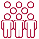 Icon.red - drei Personen und im Hintergrund noch weitere Kreise, welche Köpfe darstellen