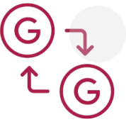 icon.red - zwei Google Logos verbunden mit zwei Pfeilen