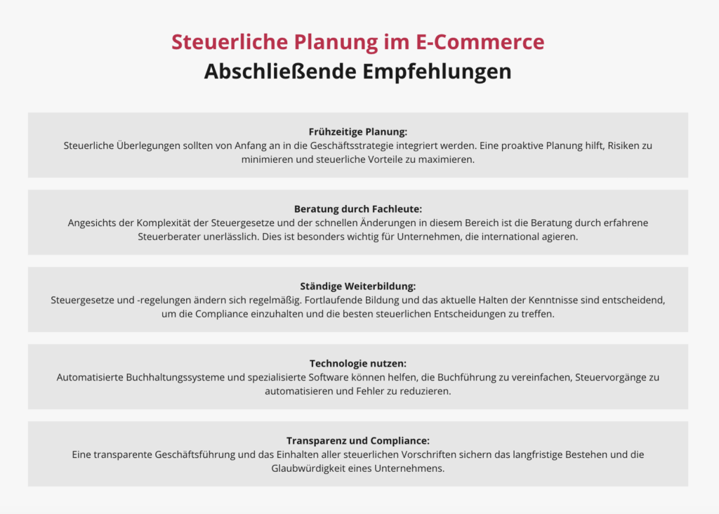 Schaubild: Steuerliche Planung im E-Commerce
