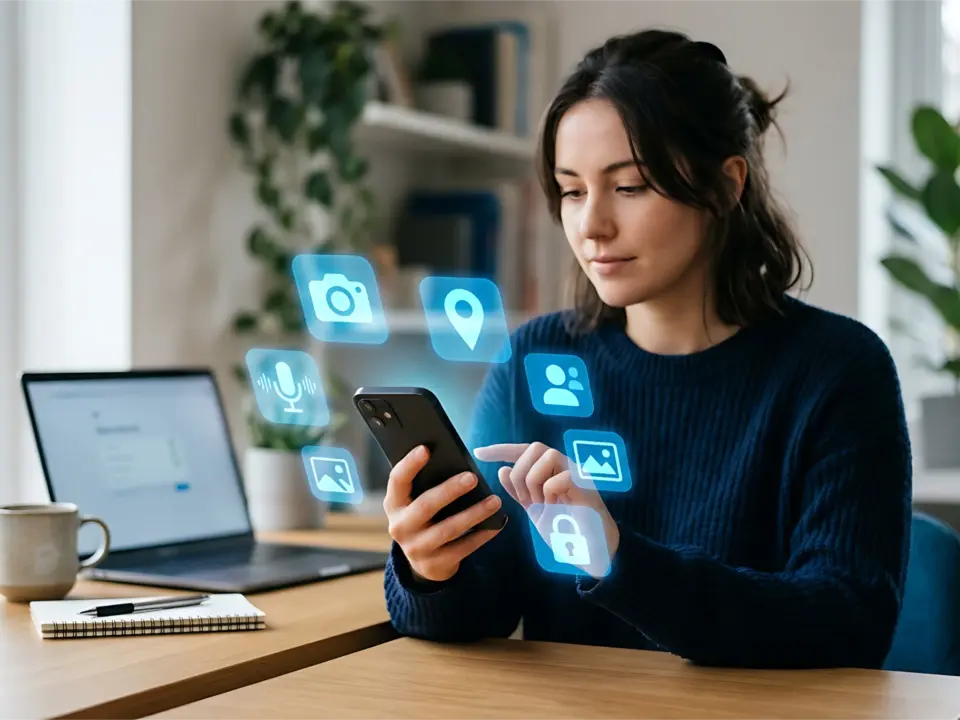 Ein Onlinehandel kann auch nebenberuflich und im Homeoffice gegründet werden. Das Bild zeigt eine Frau mit Handy und Laptop im Homeoffice.